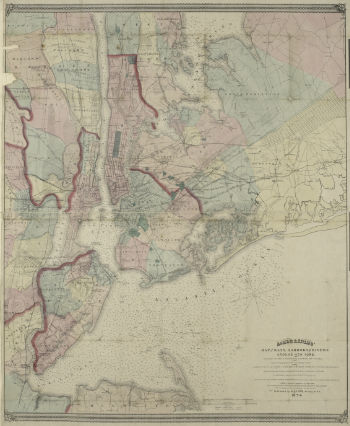 1874 Map of the bays, harbors and rivers around New York